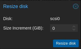 Disk Resize menu