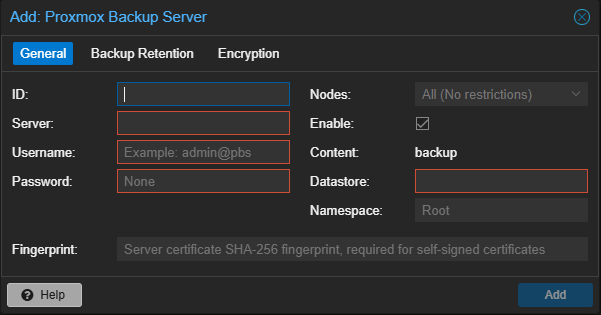 PVE Datastore PBS